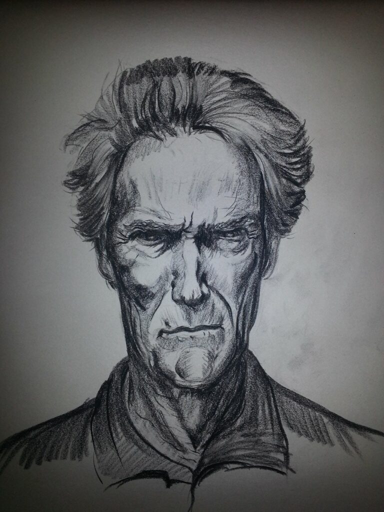 clint eastwood charcoal sketch